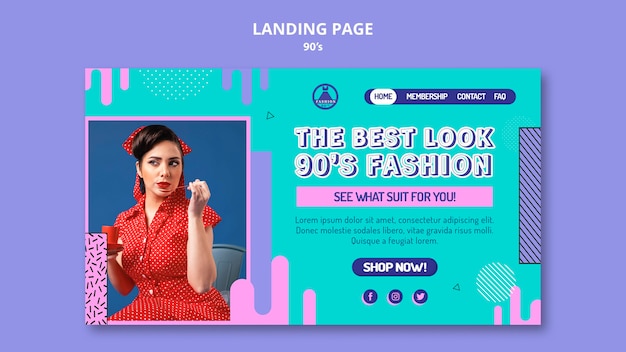 90s retro landing page design template