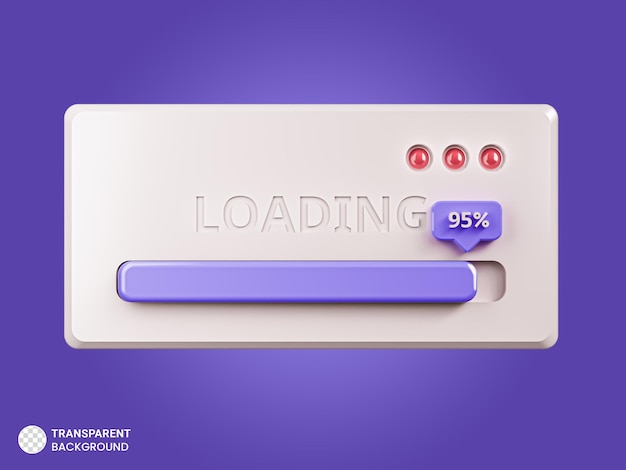 Free PSD 95 progress of loading bar icon 3d render