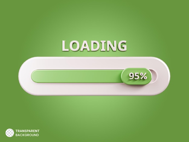 Free PSD 95 progress of loading bar icon 3d render