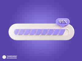 Free PSD 95 progress of loading bar icon 3d render