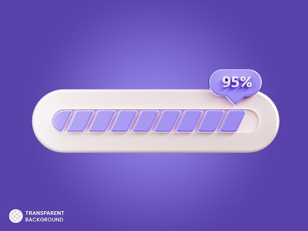 95 progress of loading bar icon 3d render