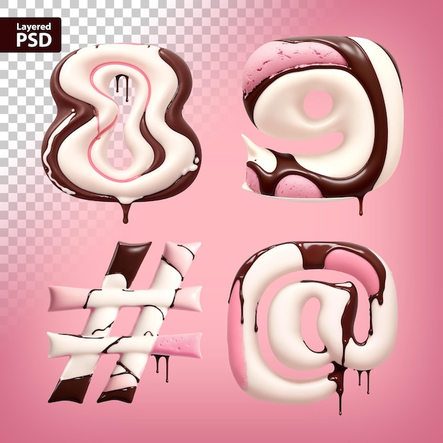 Бесплатный PSD Розовый фон с розовым фоном со словом мороженое на нем.
