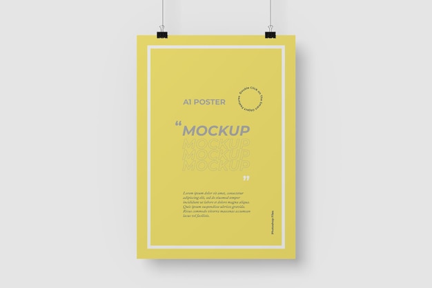 A1 hanging poster mockup Free Psd