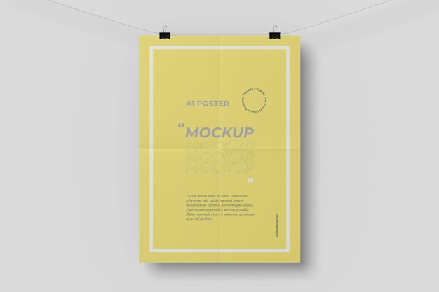 A1 poster mockup with a folding effect