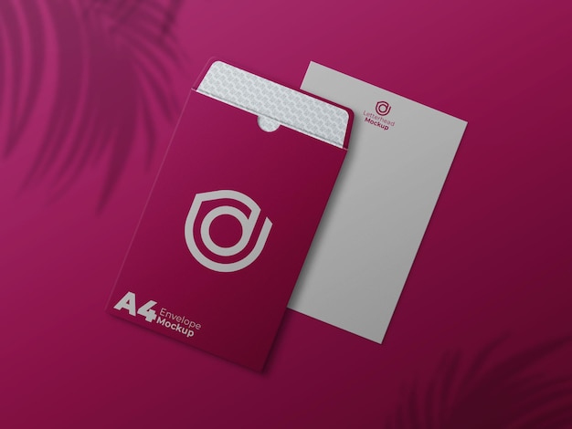 A4 envelope on letterhead logo mockup psd file