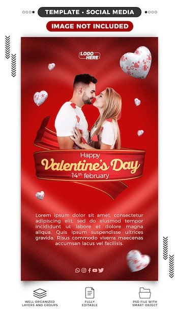 낭만적인 a4 해피 발렌타인 데이 포스터 템플릿
