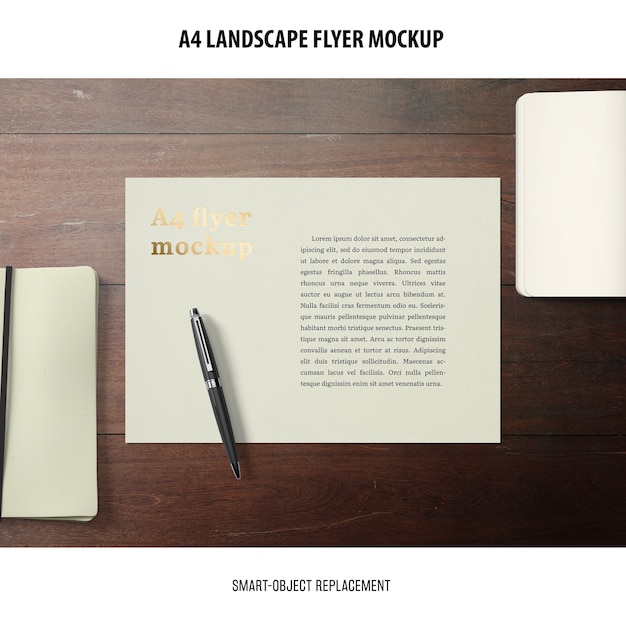 무료 PSD a4 landscape flyer mockup