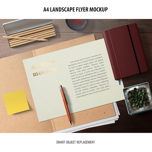 Free PSD a4 landscape flyer mockup