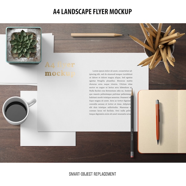 A4 Landscape Flyer Mockup