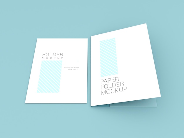 A4 paper with presentation folder mockup