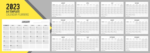 Планирование календаря шаблона A4