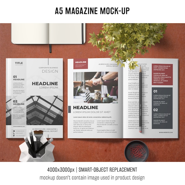 Free PSD a5 business brochure mockup