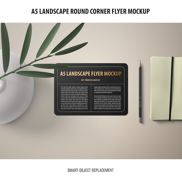 A5 Landscape Flyer Mockup – Realistic PSD Template for Office Stationary