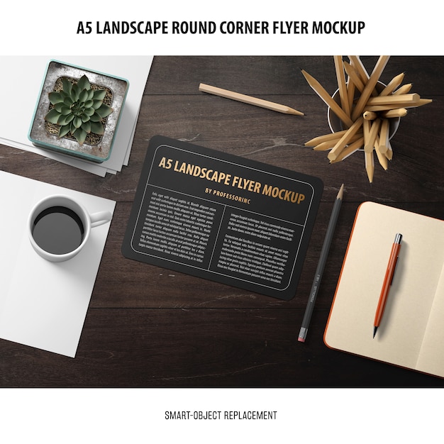 Free PSD a5 landscape flyer mockup