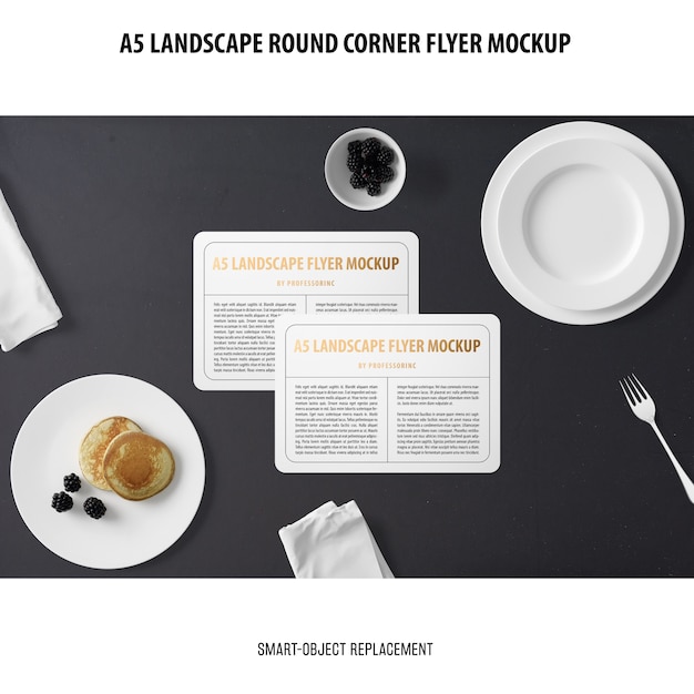 무료 PSD a5 landscape flyer mockup