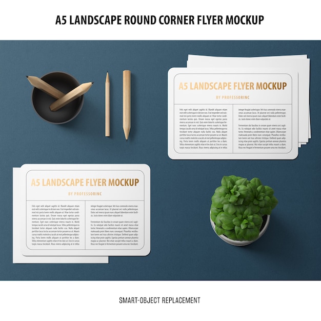 Free PSD a5 landscape flyer mockup