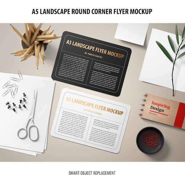 A5 Landscape Flyer Mockup: Free PSD Template for Office Stationary