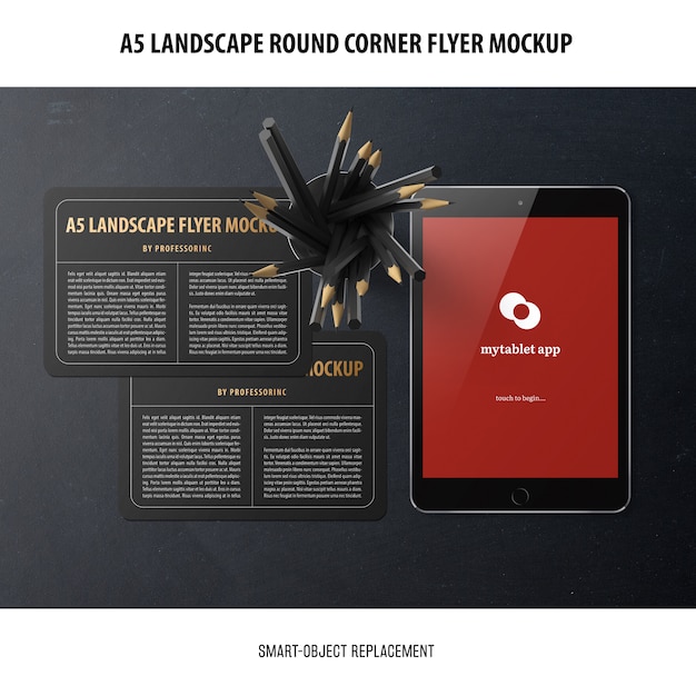 A5 Landscape Flyer Mockup Free PSD Download