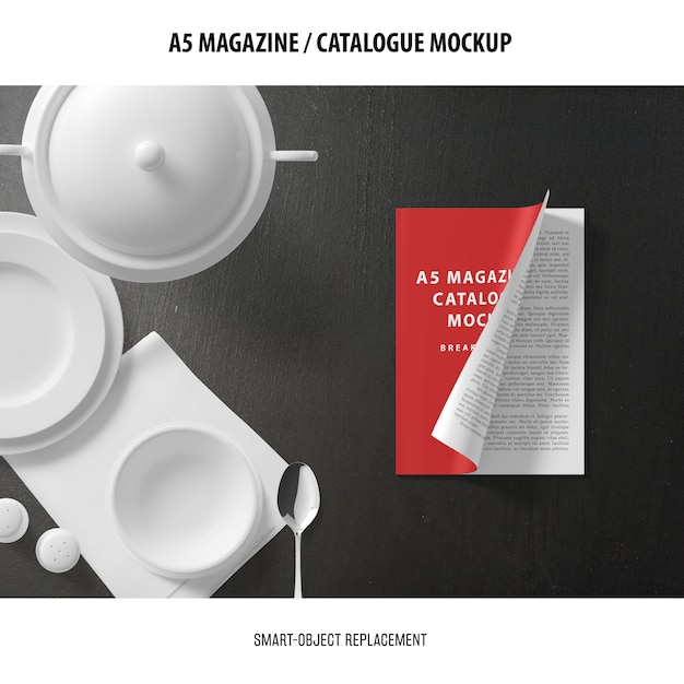 Free PSD a5 magazine catalogue mockup