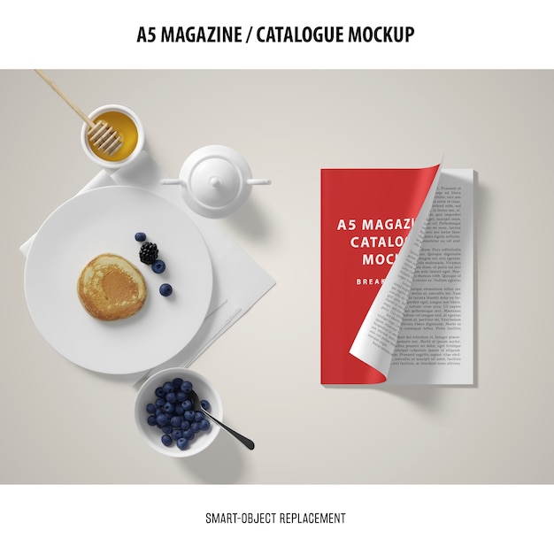 Free PSD a5 magazine catalogue mockup