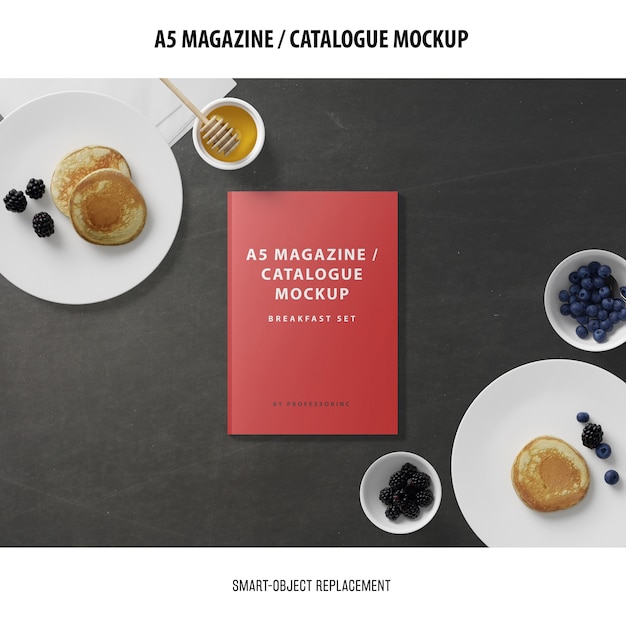 Free PSD a5 magazine cover catalogue mockup