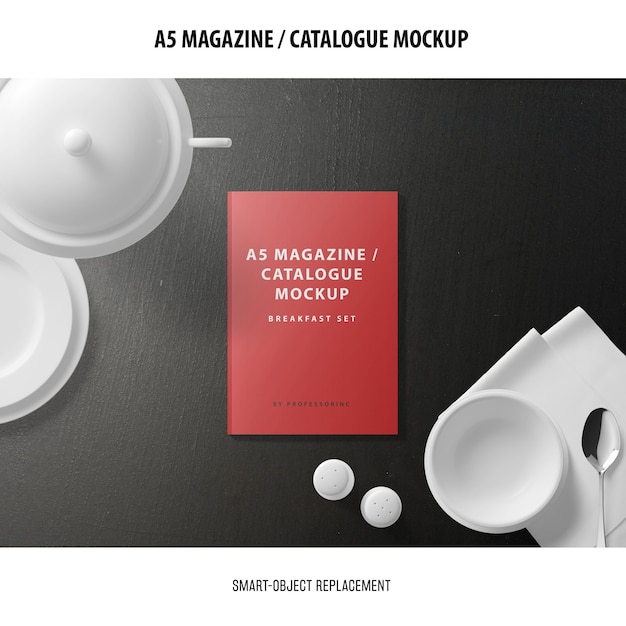 Free PSD a5 magazine cover catalogue mockup