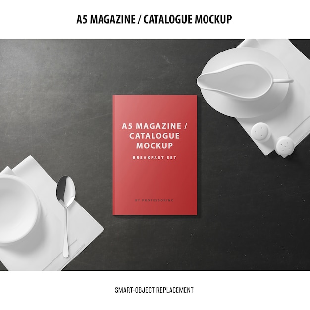 A5 Magazine Cover Catalogue Mockup Free PSD Download