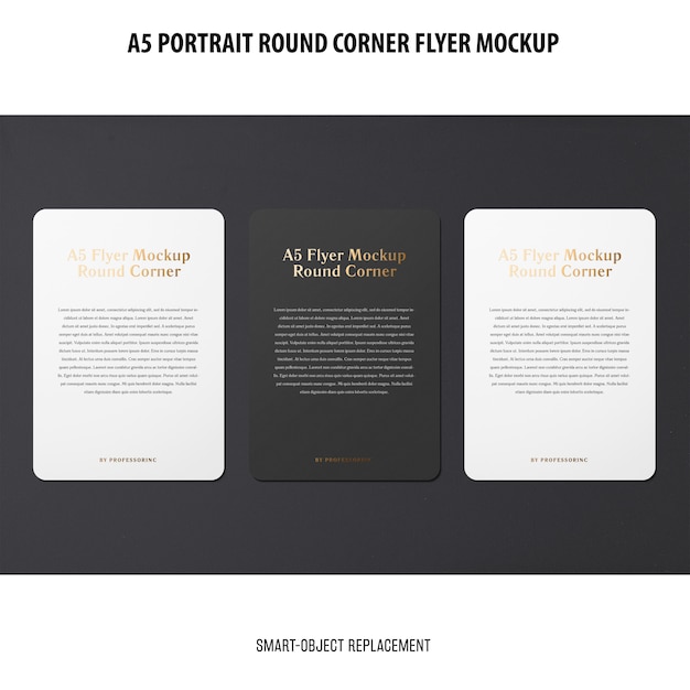 Free PSD a5 round corner flyer mockup