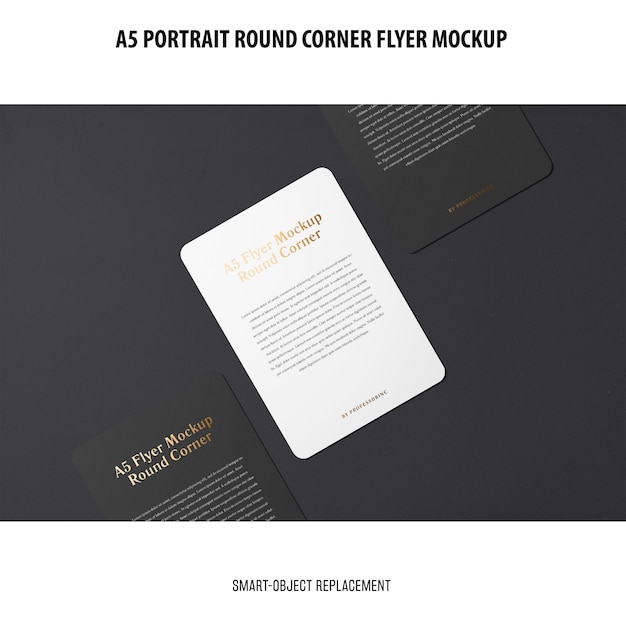 PSD gratuito mockup flyer ad angolo tondo a5