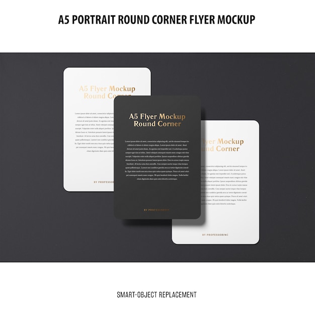 Free PSD a5 round corner flyer mockup