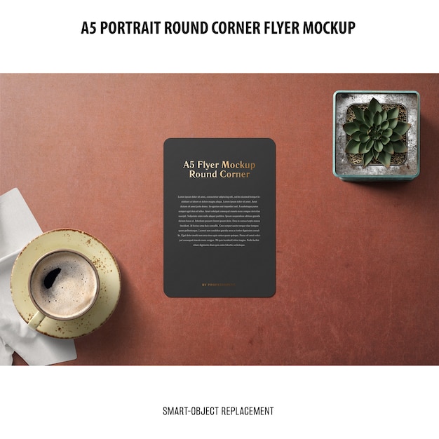 A5 Round Corner Flyer Mockup – Free PSD Template for Food and Product Cards