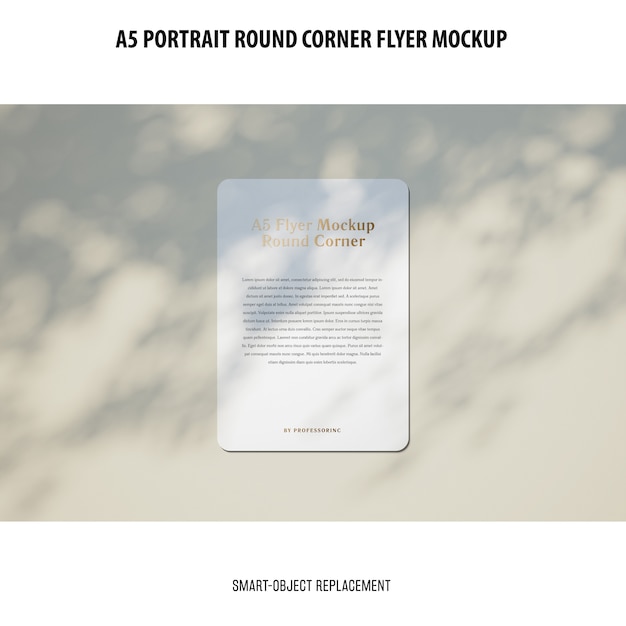 Free PSD a5 round corner flyer mockup