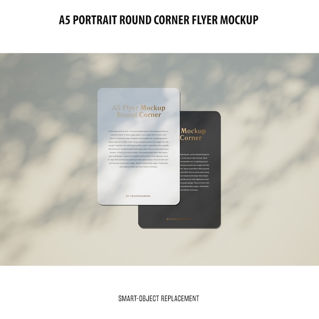 PSD gratuito mockup flyer ad angolo tondo a5