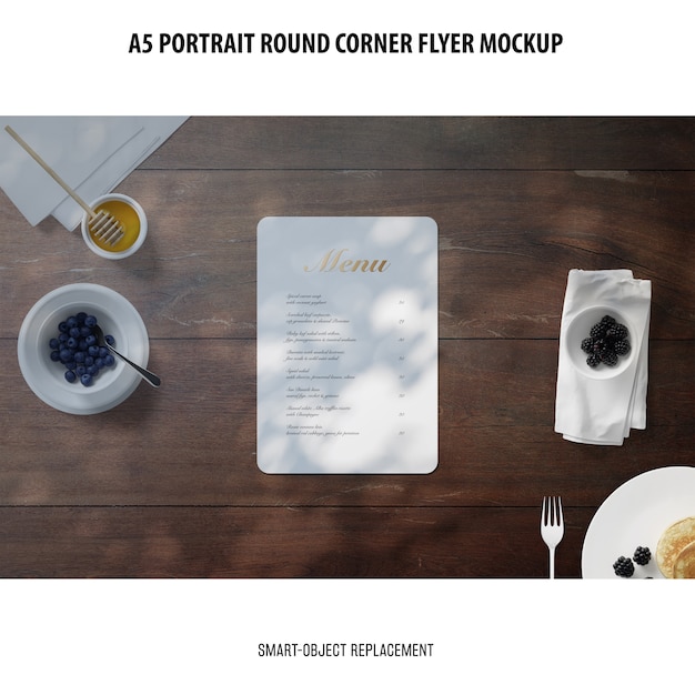 Mockup flyer ad angolo tondo a5