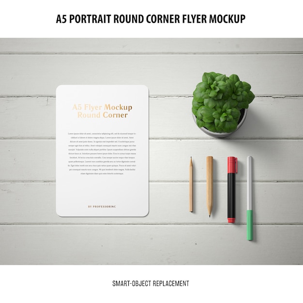 A5 Round Corner Flyer Mockup – Free PSD Download