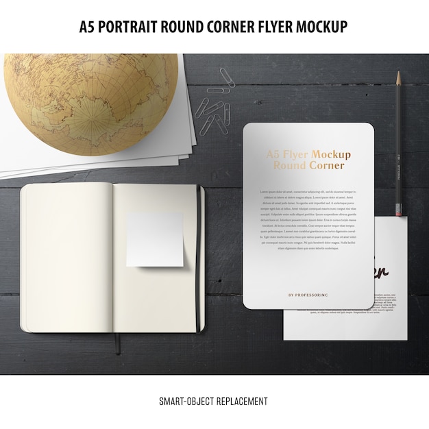 A5 round corner flyer mockup