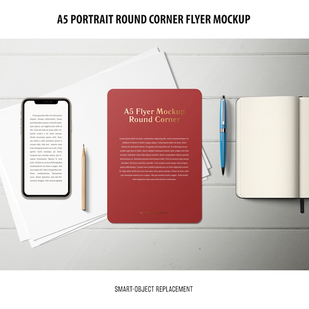 A5 Round Corner Flyer Mockup