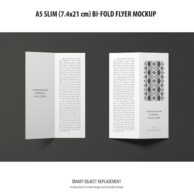 Free PSD a5 slim bi-fold flyer mockup