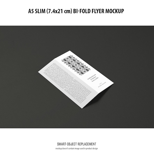 Free PSD a5 slim bi-fold flyer mockup