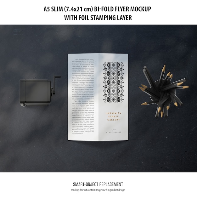 A5 slim bi-fold flyer mockup