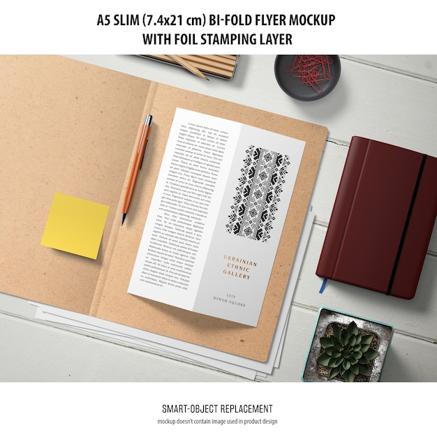 A5 Slim Bi-Fold Flyer Mockup Free PSD Download