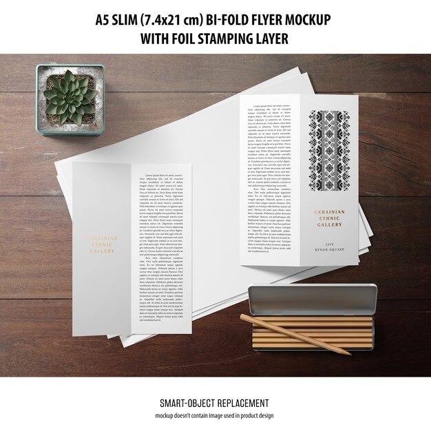 A5 Slim Bi-Fold Flyer Mockup