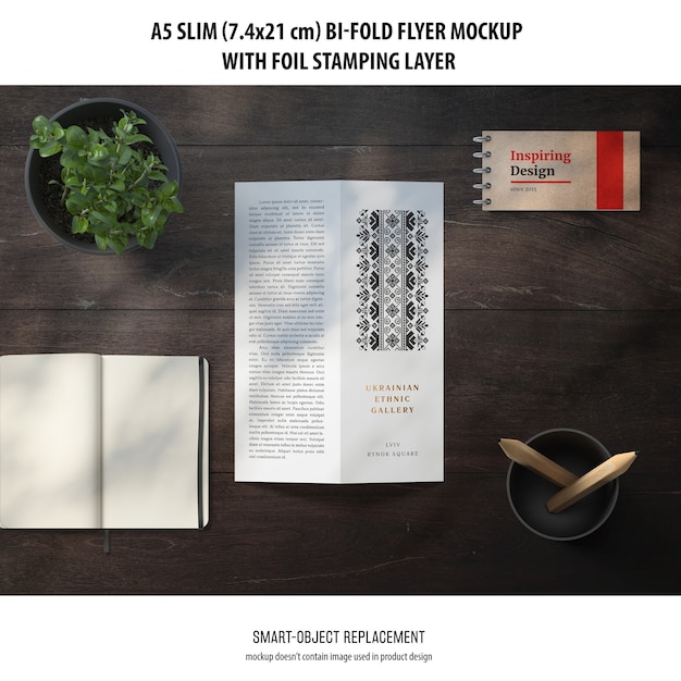 A5 slim bi-fold flyer mockup