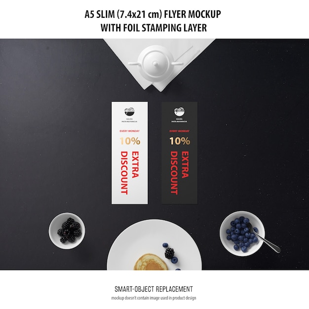 A5 Slim Flyer Mockup – Free PSD Templates for Top View Plate and Dinner Mockups