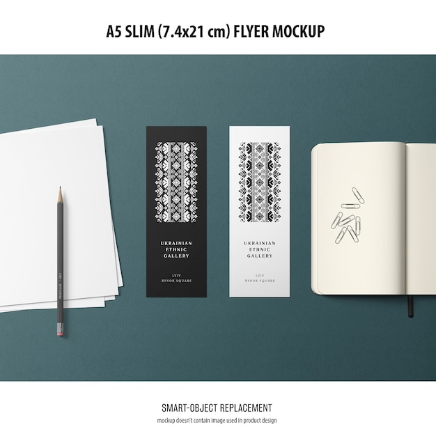 A5 Slim Flyer Mockup Free PSD Download