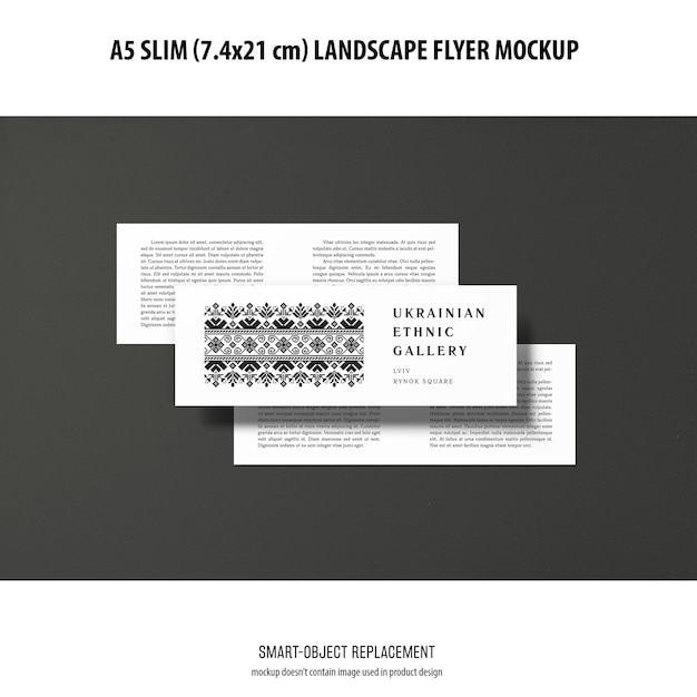 PSD gratuito a5 slim landscape flyer mockup