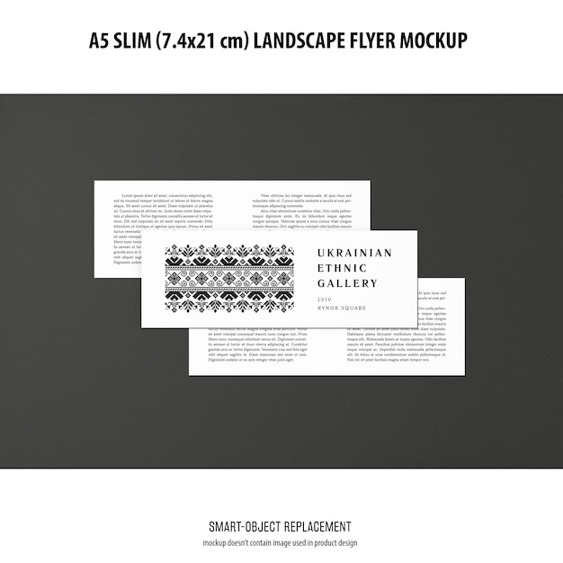 Free PSD a5 slim landscape flyer mockup