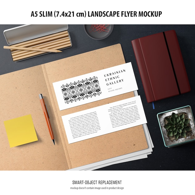 A5 slim landscape flyer mockup