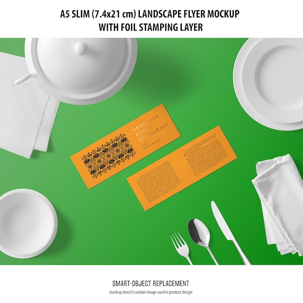 A5 slim landscape flyer mockup