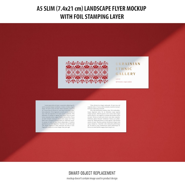 A5 slim landscape flyer mockup free PSD download